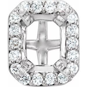 14K Witgoud 8x6 mm Emerald 1/3 CTW Natuurlijke Diamant Semi-Gezet Halo-stijl Zetkop met stift
