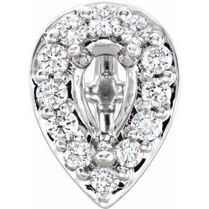 14K Witgoud 5x3 mm Peer 1/8 CTW Natuurlijke Diamant Semi-Gezet Halo-stijl Zetkop met stift
