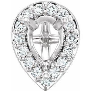 14K Witgoud 7x5 mm Peer 1/5 CTW Natuurlijke Diamant Semi-Gezet Halo-stijl Zetkop met stift