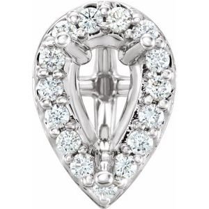 14K Witgoud 8.5x5 mm Peer 1/3 CTW Natuurlijke Diamant Semi-Gezet Halo-stijl Zetkop met stift