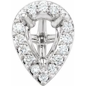 14K Witgoud 9x6 mm Peer 1/3 CTW Natuurlijke Diamant Semi-Gezet Halo-stijl Zetkop met stift