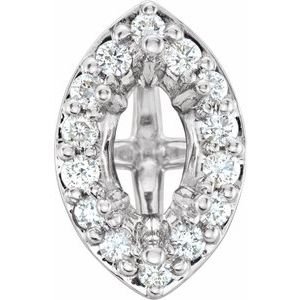 14K Witgoud 8x4 mm Marquise 1/5 CTW Natuurlijke Diamant Semi-Gezet Halo-stijl Zetkop met stift