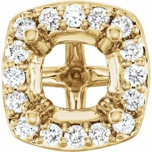 14K Geelgoud 6 mm Cushion 1/5 CTW Natuurlijke Diamant Semi-Gezet Halo-stijl Zetkop met stift