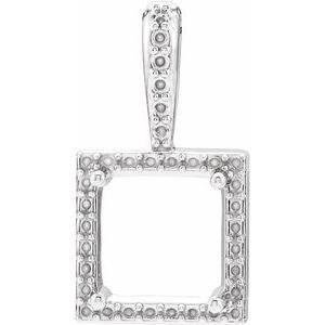 18K Witgoud 5x5 mm Princess 4-Prong Halo-stijl Hanger Montuur