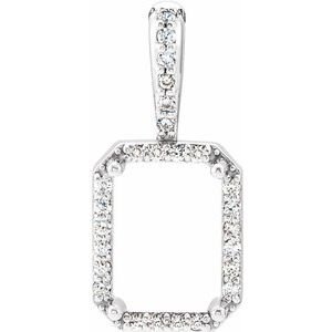 18K Witgoud 9x7 mm Emerald .08 CTW Natuurlijke Diamant Semi-Gezet Halo-stijl Hanger