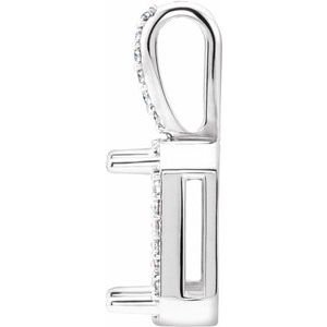14K Witgoud 7x5 mm Emerald .06 CTW Natuurlijke Diamant Semi-Gezet Halo-stijl Hanger - Afbeelding 2