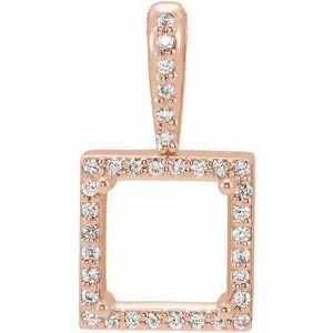14K Roségoud 8 mm Princess 1/10 CTW Natuurlijke Diamant Semi-Gezet Halo-stijl Hanger