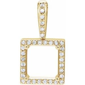 18K Geelgoud 6 mm Princess .08 CTW Natuurlijke Diamant Semi-Gezet Halo-stijl Hanger