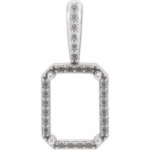 18K Witgoud 9x7 mm Emerald 4-Prong Halo-stijl Hanger Montuur