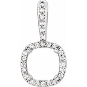 14K Witgoud 8x8 mm Cushion .08 CTW Natuurlijke Diamant Semi-Gezet Halo-stijl Hanger