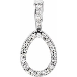14K Witgoud 6x4 mm Peer .05 CTW Natuurlijke Diamant Semi-Gezet Hanger