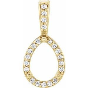 14K Geelgoud 6x4 mm Peer .05 CTW Natuurlijke Diamant Semi-Gezet Hanger