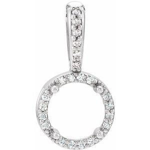 18K Witgoud 8 mm Rond .06 CTW Natuurlijke Diamant Semi-Gezet Halo-stijl Hanger