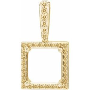 14K Geelgoud 6x6 mm Princess 4-Prong Halo-stijl Hanger Montuur