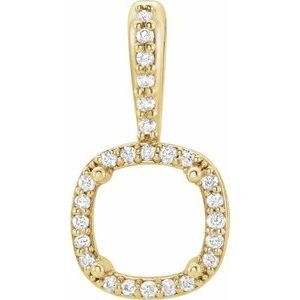 18K Geelgoud 8x8 mm Cushion .08 CTW Natuurlijke Diamant Semi-Gezet Halo-stijl Hanger