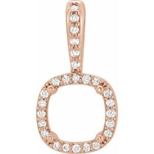 14K Roségoud 8x8 mm Cushion .08 CTW Natuurlijke Diamant Semi-Gezet Halo-stijl Hanger