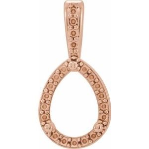 14K Roségoud 6x4 mm Peer Halo-stijl Hanger Montuur