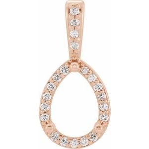 14K Roségoud 8x5 mm Peer .06 CTW Natuurlijke Diamant Semi-Gezet Hanger