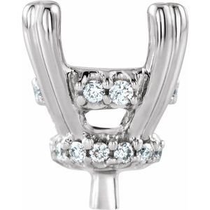14K Witgoud 7.2 mm Rond .08 CTW Natuurlijke Diamant Semi-Gezet Zetkop met stift