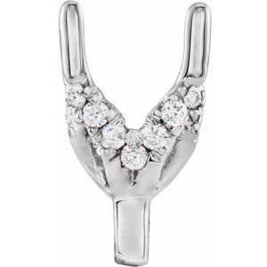 14K Witgoud 6.5 mm Rond 1/10 CTW Natuurlijke Diamant Semi-Gezet Zetkop met stift