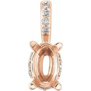 14K Roségoud 10x8 mm Ovaal .06 CTW Natuurlijke Diamant Semi-Gezet Hanger