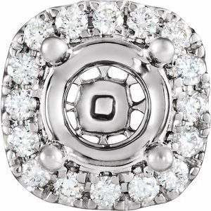 14K Witgoud 7 mm Rond 1/3 CTW Natuurlijke Diamant Semi-Gezet French-Set Zetkop met stift