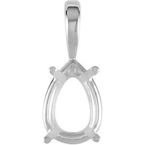14K Witgoud 8x5 mm Peer Chaton Hanger Montuur