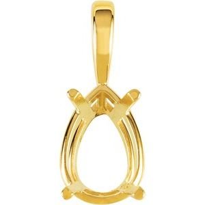 18K Geelgoud 10x7 mm Peer Chaton Hanger Montuur
