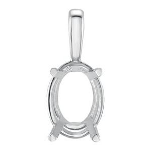 18K Witgoud 9x7 mm Ovaal 4-Prong Hanger Montuur