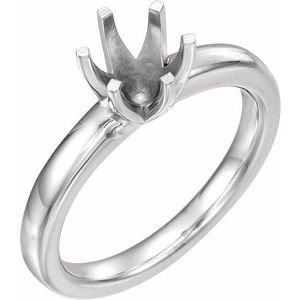 14K Witgoud 8.8 mm Rond Medium 6-poot Solstice Solitair Ring Montuur