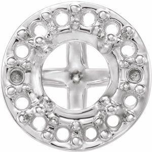 14K Witgoud 6.5 mm Rond 4-Prong Halo-stijl Zetkop met stift