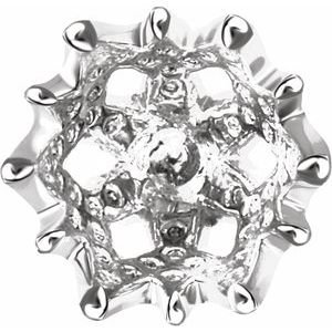 14K Witgoud 7 mm Rond 1/8 CTW Natuurlijke Diamant Semi-Gezet Zetkop met stift - Afbeelding 2