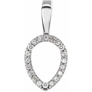 14K Witgoud 6x4 mm Peer .03 CTW Natuurlijke Diamant Semi-Gezet Hanger