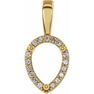 14K Geelgoud 6x4 mm Peer .03 CTW Natuurlijke Diamant Semi-Gezet Hanger