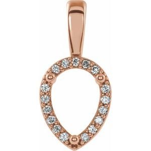 14K Roségoud 7x5 mm Peer .04 CTW Natuurlijke Diamant Semi-Gezet Hanger
