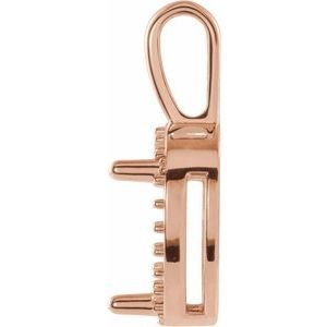 14K Roségoud 6x4 mm Peer 3-Prong Halo-stijl Hanger Montuur - Afbeelding 2