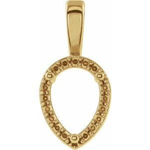 18K Geelgoud 6x4 mm Peer 3-Prong Halo-stijl Hanger Montuur