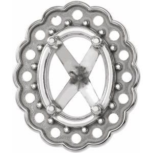 14K Witgoud 8x6 mm Ovaal 4-Prong Halo-stijl Zetkop met stift