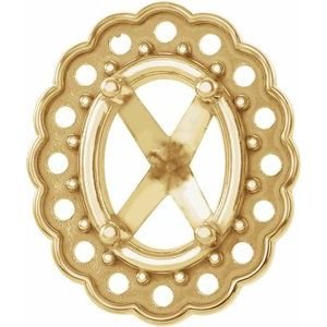 14K Geelgoud 6x4 mm Ovaal 4-Prong Halo-stijl Zetkop met stift