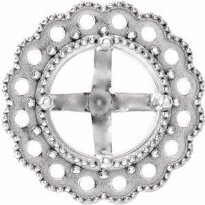 14K Witgoud 6 mm Rond 4-Prong Halo-stijl Zetkop met stift