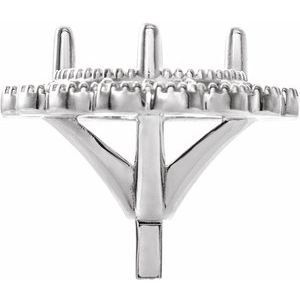 14K Witgoud 5 mm Rond 4-Prong Halo-stijl Zetkop met stift - Afbeelding 2