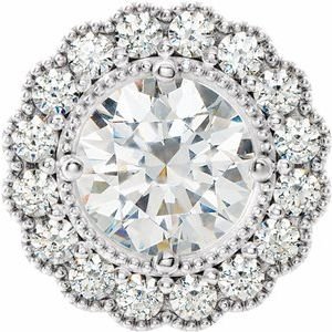 14K Witgoud 5 mm Rond 4-Prong Halo-stijl Zetkop met stift - Afbeelding 3
