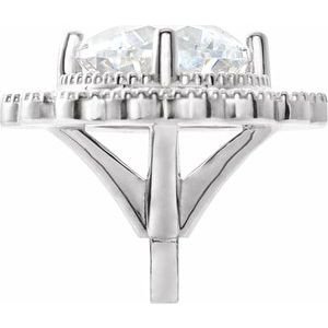 14K Witgoud 5 mm Rond 4-Prong Halo-stijl Zetkop met stift - Afbeelding 5