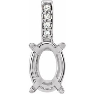 14K Witgoud 5x3 mm Ovaal .0075 CTW Natuurlijke Diamant Semi-Gezet Hanger