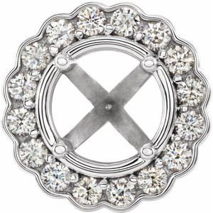 14K Witgoud 6 mm Rond 1/3 CTW Natuurlijke Diamant Semi-Gezet Halo-stijl Zetkop met stift
