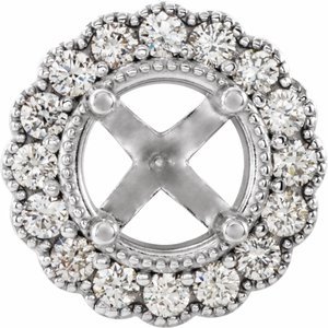 14K Witgoud 4.5 mm Rond 1/5 CTW Natuurlijke Diamant Semi-Gezet Zetkop met stift
