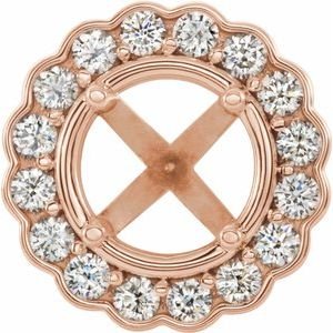 14K Roségoud 6 mm Rond 1/3 CTW Natuurlijke Diamant Semi-Gezet Halo-stijl Zetkop met stift