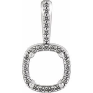 14K Witgoud 6x6 mm Cushion 4-Prong Halo-stijl Hanger Montuur