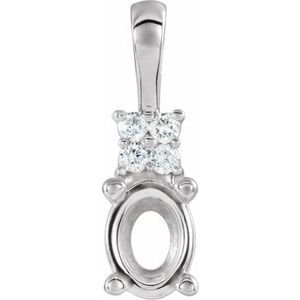 14K Witgoud 6x4 mm Ovaal .03 CTW Natuurlijke Diamant Semi-Gezet Hanger