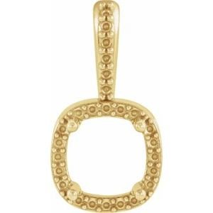 14K Geelgoud 6x6 mm Cushion 4-Prong Halo-stijl Hanger Montuur